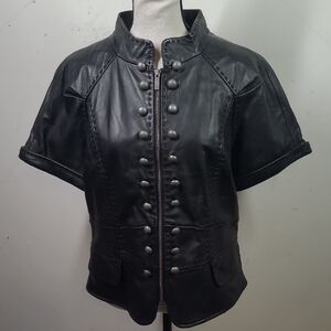 Chaus Black Leather Short Sleeve Jacket